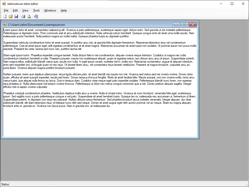 Једноставан текст едитор