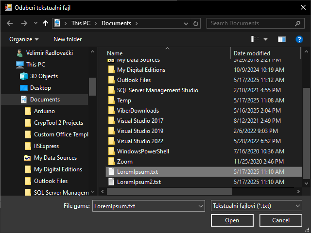 Дијалог за отварање фајла