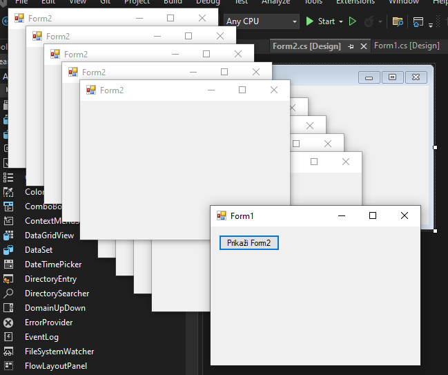Више инстанци друге форме